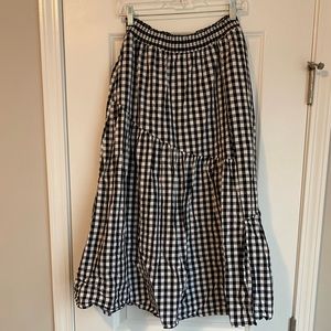 Black & White Gingham Midi Skirt
